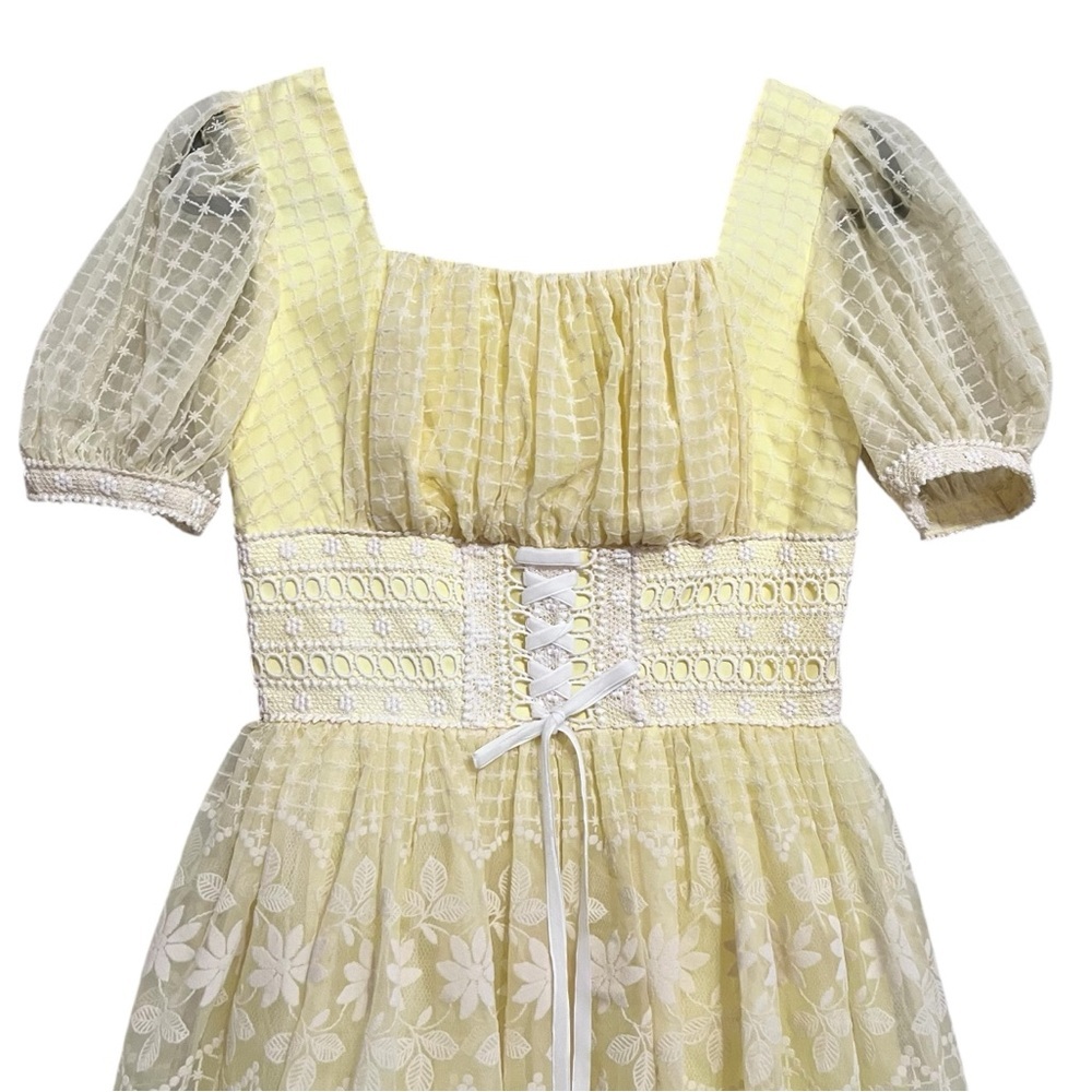 Vintage 1960s-70s Yellow Maxi Dress - Floral - Prom Wedding - Vintage - Picture 4 of 15